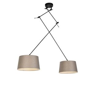 Závesná lampa s ľanovými tienidlami tupá 35 cm - Blitz II čierna vyobraziť
