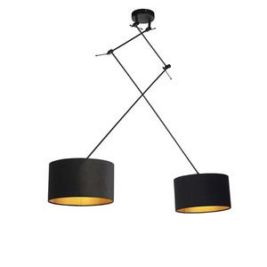 Závesná lampa so zamatovými odtieňmi čierna so zlatou 35 cm - Blitz II čierna vyobraziť
