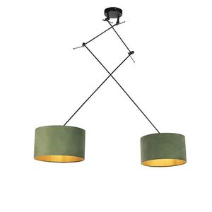 Závesná lampa so zamatovými odtieňmi zelenej so zlatou 35 cm - Blitz II čierna vyobraziť