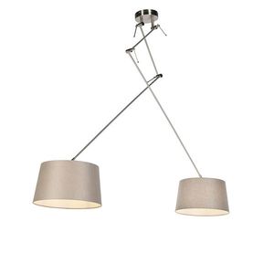 Závesná lampa s ľanovými tienidlami taupe 35 cm - oceľ Blitz II vyobraziť