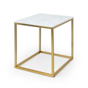 Besoa White Pearl I, konferenčný stolík, 50 x 50 x 50 cm (Š x V x H), mramorový vzhľad, zlatý/biely vyobraziť
