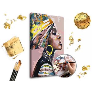Maľovanie podľa čísel PREMIUM GOLD – Žena s turbanom (Sada na maľovanie podľa čísel ARTMIE so zlatými plátkami) vyobraziť