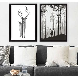 Súprava obrazov Deer 2 ks 34x44 cm čierna/biela vyobraziť