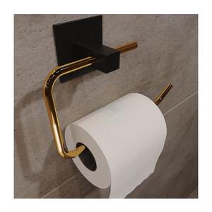 Kovový držiak toaletného papiera 8x16 cm čierna/zlatá vyobraziť