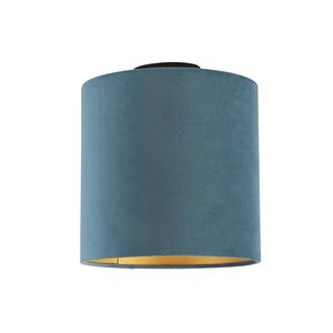 Stropné svietidlo s velúrovým odtieňom modré so zlatým 25 cm - čierne Combi vyobraziť