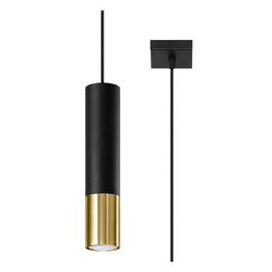 Závesné svietidlo s kovovým tienidlom v čierno-zlatej farbe 8x8 cm Longbot - Nice Lamps vyobraziť