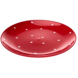 Plytký tanier 26, 5 cm, červený s bodkami% vyobraziť