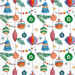 PROCOS Vianočné papierové obrúsky 33x33cm 3vrstvové farebné ozdoby vyobraziť