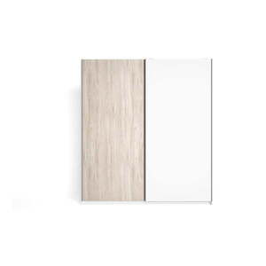Biela šatníková skriňa v dekore duba s posuvnými dverami 182x200 cm Sahara - Marckeric vyobraziť