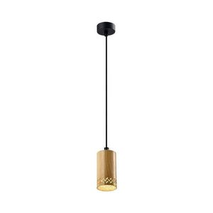 Čierne závesné svietidlo s dreveným tienidlom ø 7 cm Tubo – Candellux Lighting vyobraziť