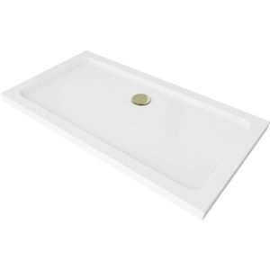 MEXEN/S - Flat sprchová vanička obdĺžniková slim 140 x 70, biela + zlatý sifón 40107014G vyobraziť