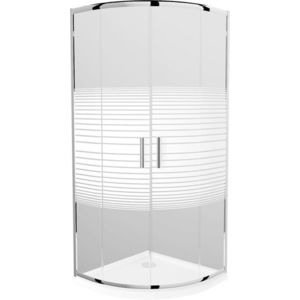 MEXEN/S - Rio štvrťkruhový sprchovací kút 80 x 80, pásy, chróm + vanička so sifónom Flat, biela 863-080-080-01-20-4110 vyobraziť