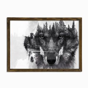 Nástenný obraz Wolf 50x70 cm čiernobiely vyobraziť