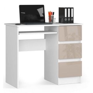 Písací stôl A-6 90 cm biely/cappuccino pravý vyobraziť