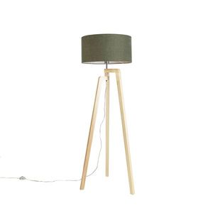 Stojatá lampa statívové drevo s tienidlom 50 cm zelené - Puros vyobraziť