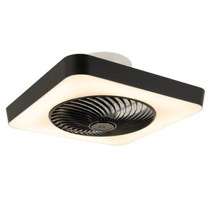 Inteligentný stropný ventilátor štvorcový čierny vrátane LED stmievateľného - Climo vyobraziť