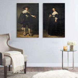 Obraz na plátne Rembrandt - Portréty Martena Soolmansa a Oopjena Coppita (reprodukcie obrazov) vyobraziť
