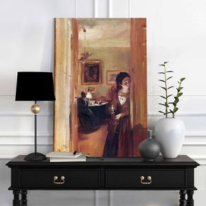 Obraz na plátne Adolf Menzel - Obývačka s umelcovou sestrou (reprodukcie obrazov) vyobraziť