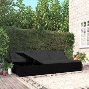 Dvojité záhradné ležadlo / pohovka Dekorhome Čierna vyobraziť