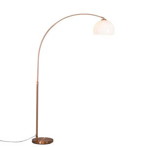 Moderná oblúková lampa medená s bielym tienidlom - Arc Basic vyobraziť