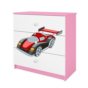 Komoda Babydreams 80 cm auto ružová vyobraziť