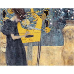 Reprodukcia obrazu Gustav Klimt - Music, 70 × 55 cm vyobraziť