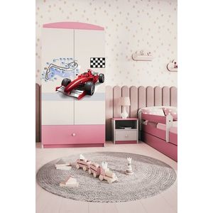 Detská skriňa Babydreams 90 cm závodné auto ružová vyobraziť