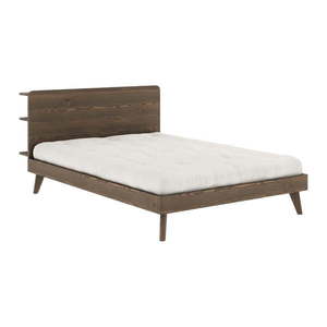 Hnedá dvojlôžková posteľ z borovicového dreva s roštom 140x200 cm Retreat – Karup Design vyobraziť