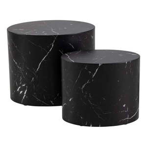 Čierne konferenčné stolíky v súprave 2 ks v dekore mramoru 48x33 cm Mice - Actona vyobraziť