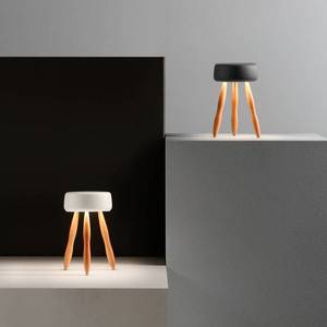 OleV OLEV Drum dizajn stolná lampa batéria drevo/čierna vyobraziť