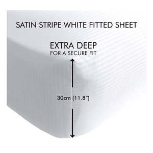 Biela napínacia plachta 90x190 cm Satin Stripe - Catherine Lansfield vyobraziť
