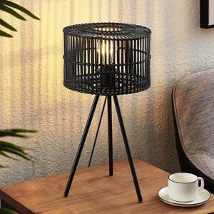 Lindby Bambusová stolová lampa Lindby Rabiya, čierna, trojnožka vyobraziť