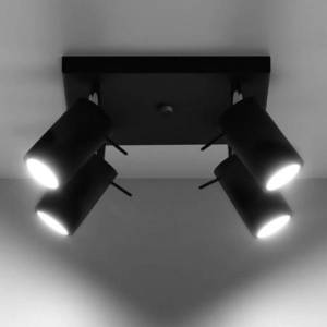 SOLLUX LIGHTING Stropné svietidlo Round v čiernej, 4-pl. štvorec vyobraziť