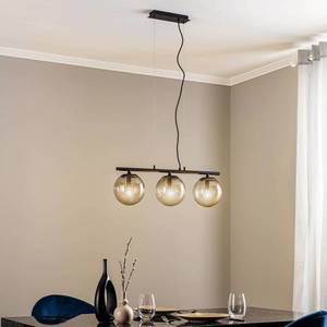 Lucande Lucande Sotiana závesné svietidlo, 3 svetlá, dlhé, čierne vyobraziť