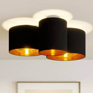 Lindby Lindby Laurenz stropná lampa, 3–pl., čierno–zlatá vyobraziť