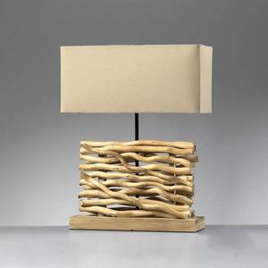 ONLI Stolná lampa Marica látkové tienidlo a drevo 50 cm vyobraziť
