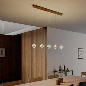Lucande Závesná lampa LED Hayley, 5 svetiel, dlhá, zlatá vyobraziť