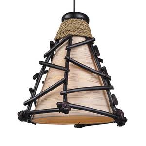 Woru Dekoratívna závesná lampa Romy s drevom vyobraziť
