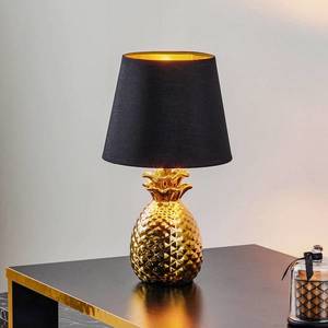 Reality Leuchten Keramická stolná lampa Pineapple čierno-zlatá vyobraziť