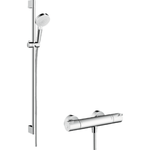 Hansgrohe Crometta - Vario sprchová súprava na stenu s termostatom Ecostat 1001 CL a sprchovou tyčou 90 cm, biela/chróm 27813400 vyobraziť