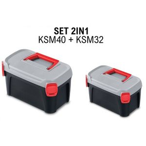 Sada kufrů na nářadí 2 ks SMARTTIX 38 x 23, 4 x 22, 5 cm černo-šedo-červená vyobraziť