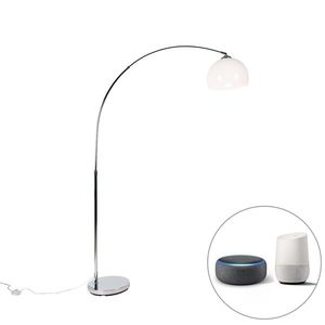 Inteligentná oblúková lampa chrómová s bielym tienidlom vrátane Wifi A60 - Arc Basic vyobraziť