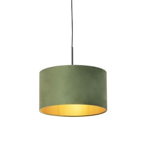 Závesné svietidlo s velúrovým odtieňom zelené so zlatým 35 cm - Combi vyobraziť