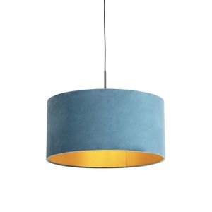Závesná lampa s velúrovým odtieňom modrá so zlatou 50 cm - Combi vyobraziť