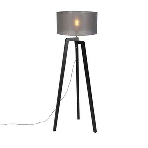 Stojací lampa statív čierne drevo so šedým odtieňom 50 cm - Puros vyobraziť