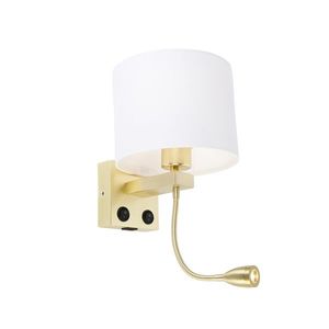 Nástenná lampa zlatá s USB a tienidlom biela 18 cm - Brescia Combi vyobraziť