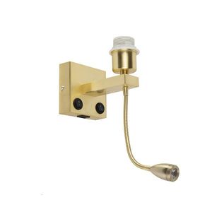 Nástenná lampa v štýle art deco zlatá s USB a ohybným ramenom - Brescia Combi vyobraziť