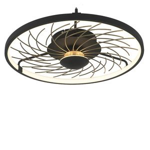 Dizajnové stropné svietidlo čierne so zlatým 3-stupňovým stmievateľným - Spaak vyobraziť