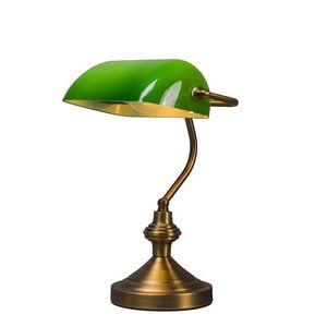 Inteligentná klasická stolná lampa bronzová so zeleným sklom vrátane Wifi A60 - Banker vyobraziť