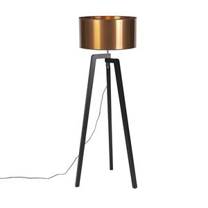 Stojacia lampa čierna s medeným tienidlom 50 cm - Puros vyobraziť